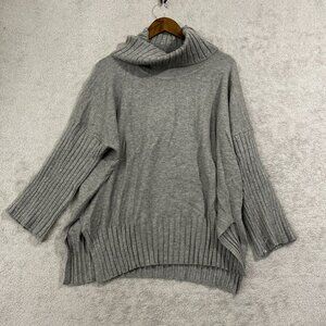 NWOT Cyrus Womens XL Gray Ribbed Cowl Neck Sweater Rayon/Polyester Blend